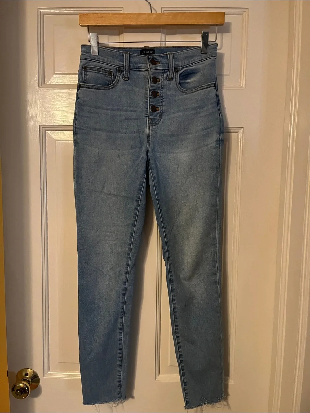 J. Crew High-Rise Light Wash Button-Fly Skinny Jeans